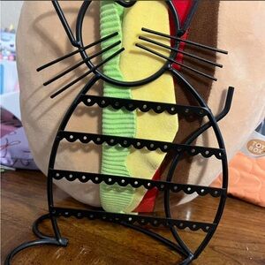 Black Metal Cat-Shaped Earring Holder